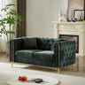 60 - Inch Chenille Pull Buckle Design Sofa for Living Room,Buttons Tufted With Copper Nail Decoration Armrest, Modern Couch Upholstered Button And Metal LegsMUTUKISPACE