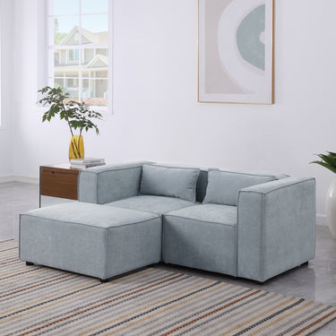 modular sofa Grayish blue chenille fabric, simple and grand, the seat and back is very soft. this is also a KNOCK DOWN sofaMUTUKISPACE