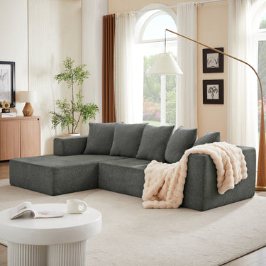 Chenille L - Shaped Sectional Sofa Set,Minimalist Style Modular Sectional Sofa, Luxury Chenille Fabric Cloud Couch for Living RoomMUTUKISPACE
