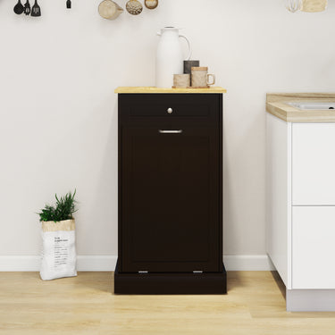 One Drawers and One - Compartment Tilt - Out Trash Cabinet Kitchen Trash Cabinet - BlackMUTUKISPACE
