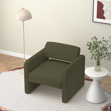 Green single sofa chair, upholstered comfortable chair with armrests, for dining room/bedroom/living room/reception - Green (30.9"*30.51"*30.11")MUTUKISPACE