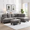 Sofa Set for Living Room with Chaise Lounge and Storage Ottoman Living Room Furniture GrayMUTUKISPACE