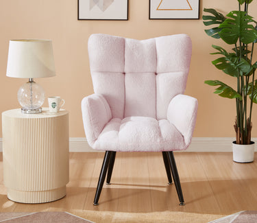 Modern Single Sofa Armchair with High Backrest Comfy Reading Chair for Small Spaces/Living Room/Bedroom/Apartment (COLOR:PINK)MUTUKISPACE