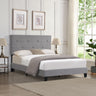 Full Size Upholstered Platform Bed Frame with Modern Button Tufted Linen Fabric Headboard, No Box Spring Needed, Wood Slat Support, Easy Assembly, GreyMUTUKISPACE