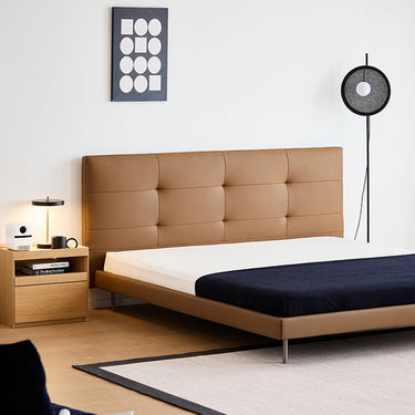 Genuine Leather Double Bed Italian Style Luxury Leather Bed inner - nmc - bedMUTUKISPACE