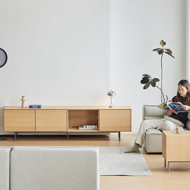 Italian Minimalist TV Stand Set Modern Simple Solid Oak Wood Nordic Style Luxury Living Room TV Cabinet inner - msdsg - tvstandMUTUKISPACE