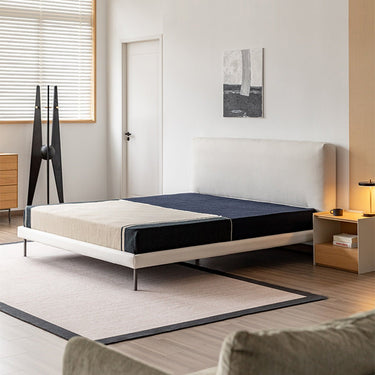 Nordic Japanese Minimalist Fabric Bed Cream Style Modern Simple Double Bed Upholstered Bed inner - berbc - bedMUTUKISPACE