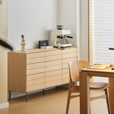 Japanese Style Solid White Oak 9 - Drawer Cabinet Modern Minimalist Nordic Storage Unit inner - kljdg - chestMUTUKISPACE