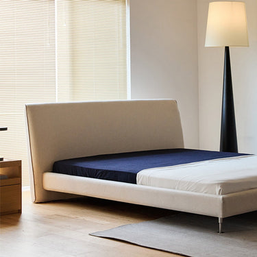 Italian Minimalist Fabric Bed Modern Simple Cream Style Bedroom Bed High Backrest Upholstered 70.9" Double Bed inner - tsc - bedMUTUKISPACE