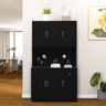 71" Kitchen Pantry Storage Cabinet with Microwave Oven Countertop, Freestanding Hutch Cabinet with Adjustable Shelves, 6 Doors and 1 Drawer - BlackMUTUKISPACE