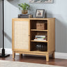 Buffet Cabinet with Storage,Storage Cabinet with Natural Rattan Decorated Doors,Rattan Cabinet with Adjustable Shelf,Sideboard for Living Room,Kitchen,Hallway,1 doors, shelf with storage, NaturalMUTUKISPACE