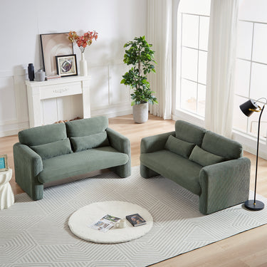 60"Corduroy Fabric Loveseat Sofa with 60"Loveseat Sofa, Modern Sofa with Support Pillow, for Apartment, Office, Living Room & BedroomMUTUKISPACE