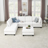 L shape Modular Sectional Sofa,DIY Combination,includes Three Single Chair ,Two Corner and Two Ottoman,Ivory ChenilleMUTUKISPACE