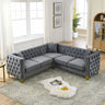82.2 - Inch Velvet Corner Sofa , L - Shaped Sectional Couch, 5 - Seater Corner Sofas with 3 Cushions for Living Room, Bedroom, Apartment, OfficeMUTUKISPACE