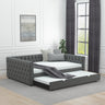 Daybed with Trundle Velvet Upholstered Tufted Sofa Bed, with Button and Copper Nail onSquare Arms,Full Daybed & Twin Trundle - For Bedroom, Living Room, Guest Room,(83"x57"x26")MUTUKISPACE