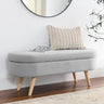 Ottoman Oval Storage Bench, Rubber Wood Legs, Grey(43.5"x16"x16")MUTUKISPACE