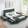 Modern Queen Size Upholstered Bed with Headboard, Comfortable Green and Blue Fabric Platform Bed FrameMUTUKISPACE