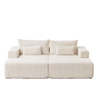 87" Oversized Sectional Lounge Chaise,No Assembly Required,Cloud Plush Loveseat with two Removable Footstool,Fluffy Modern Sleeper Chair for Indoor Living Room BedroomMUTUKISPACE