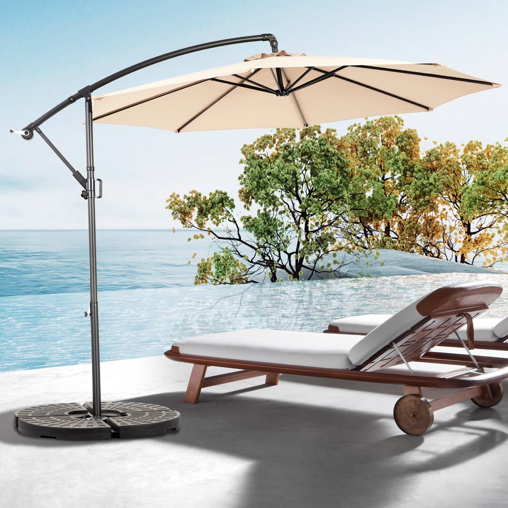 10ft Offset Hanging Market Patio Umbrella Easy Tilt & 8 Ribs (Khaki) – MUTUKISPACE 10ft Offset Hanging Market Patio Umbrella Easy Tilt & 8 Ribs (Khaki) – MUTUKISPACE
