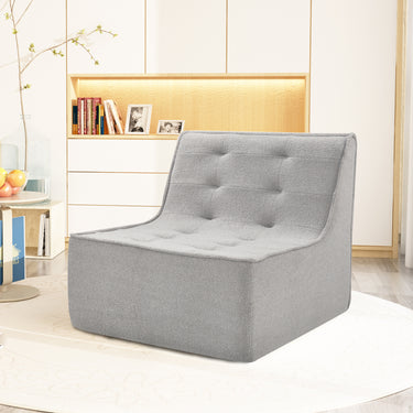 Fireside Chair, Lazy Floor Sofa Couch, Large Bean Bag Chair for Adults with High Resilience Foam for Living Room, Bedroom and Office, Velvet Fabric, GrayMUTUKISPACE