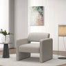 Beige stripe single sofa chair, upholstered comfortable chair with armrests, for dining room/bedroom/living room/reception - Beige stripe (30.9"*30.51"*30.11")MUTUKISPACE