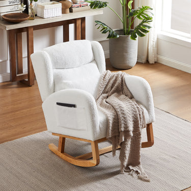 27.2"W Modern Accent High Backrest Living Room Lounge Arm Rocking Chair, Two Side PocketMUTUKISPACE