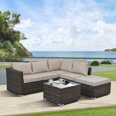 4 - Piece Outdoor PE Wicker Patio Furniture Set with Tempered Glass Coffee TableMUTUKISPACE