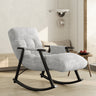 Casual folding rocking chair upholstered, lounge rocking chair adjustable high back and foot rest,side pockets placed in living room bedroom balconyMUTUKISPACE