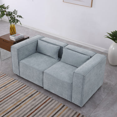 modular sofa Grayish blue chenille fabric, simple and grand, the seat and back is very soft. this is also a KNOCK DOWN sofaMUTUKISPACE