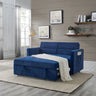 Loveseats Sofa Bed with Pull - out Bed,Adjsutable Back and Two Arm Pocket,Blue (54.5"x33"x31.5")MUTUKISPACE