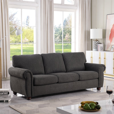 Versatile Chenille 3-Seater Sofa (Grey/Dark Grey/White)