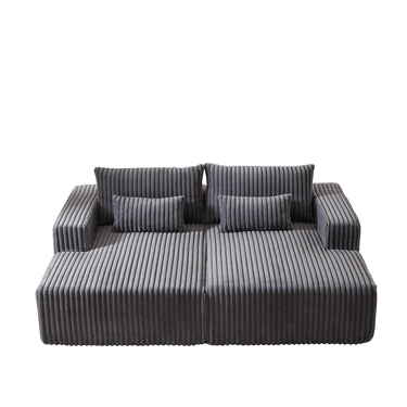 87" Oversized Sectional Lounge Chaise ,No Assembly Required,Cloud Plush Loveseat with Reclining Sofa Bed,Fluffy Modern Sleeper Chair for Indoor Living Room BedroomMUTUKISPACE
