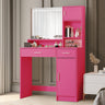 Vanity Desk with Mirror and LED Light Strip,Dressing Table with Large Drawer, 3 Level Storage Dresser & 3 Lighting Modes Adjustable Brightness, Suitable for Bedroom(Rose Pink)MUTUKISPACE