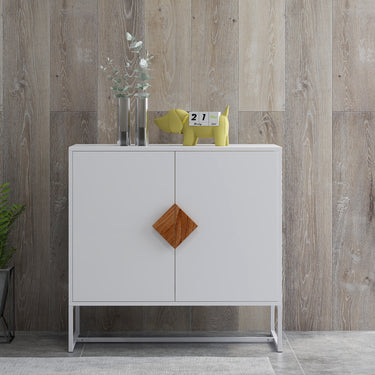 Solid wood square shape handle 2 doors sideboardMUTUKISPACE