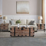 Antique Reclaimed Wood Gray Trunk Table And Side Table S/3 with Large Storage Dress Up Your Liviing RoomMUTUKISPACE