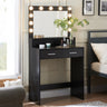 Vanity Desk with Mirror and Lights, Dressing Table with Large Drawer, 2 Level Storage Dresser & 3 Lighting Modes Adjustable Brightness, Suitable for Bedroom(Black)MUTUKISPACE