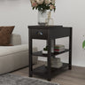 Narrow Sided Table with Drawers and Bottom Partition in Flip Over Design - Brown (Package Contains Two Products)MUTUKISPACE