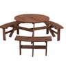 6 - Person Outdoor Circular Wooden Picnic Table 3 Built - in Benches, 1720lb Capacity (Brown)MUTUKISPACE