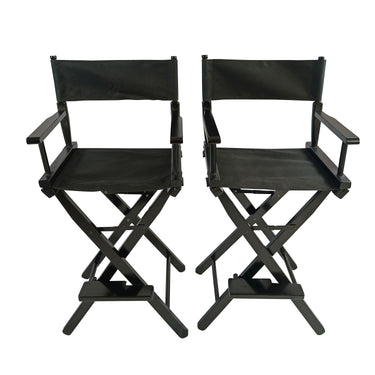 Casual Home Director's Chair, Black Frame/Black Canvas,Suitable for adults, foldable style, 2pcs/set populusMUTUKISPACE