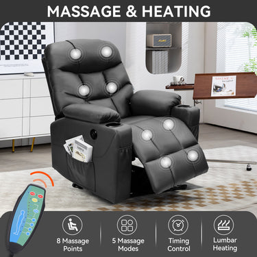 Power Lift Recliner Chair - Massage, Heat & Easy Assembly FU01088MUTUKISPACE