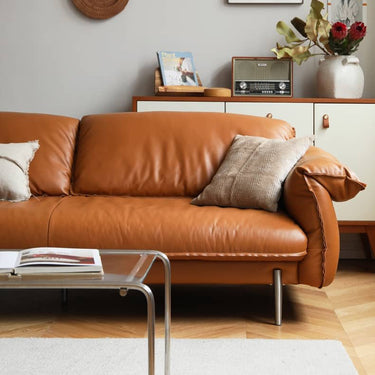 Luxurious Brown Genuine Leather & Faux Leather Sofa - Ultimate Comfort & Style Hersa - 1618MUTUKISPACE