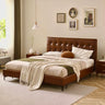 Luxurious Dark Brown Faux Leather Bed Frame - Sophisticated Design and Ultimate Comfort Hersa - 1627MUTUKISPACE