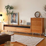 Stylish Natural Cherry & Beech Wood TV Cabinet with Glass Doors Hersa - 1630MUTUKISPACE