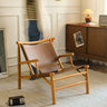 Elegant Brown Ash Wood Chair with Faux Leather Upholstery Hersa - 1632MUTUKISPACE