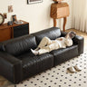 Luxurious Black Genuine Leather Sofa with Solid Wood Frame and Plush Down Filling Hersa - 1644MUTUKISPACE