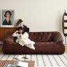 Luxurious Dark Brown Leather Sofa - Genuine Comfort with Faux Leather Durability Hersa - 1649MUTUKISPACE