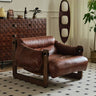 Luxurious Dark Brown Genuine Leather chair with Ash Wood Frame - Supreme Comfort & Style Hersa - 1650MUTUKISPACE