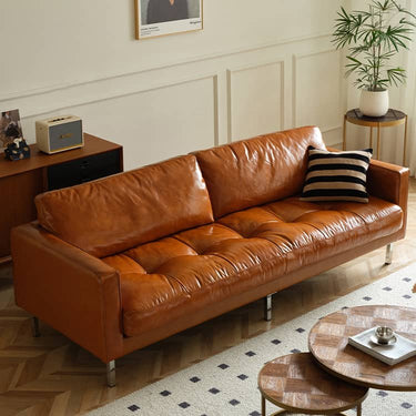 Luxurious Brown Faux Leather Sofa - Premium Comfort & Style Hersa - 1651MUTUKISPACE