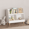 Kids Bookshelf and Toy Organizer, 5 Cubbies Wooden Open Bookcase, 2 - Tier Baby Storage Display Organizer with Legs, Free Standing for Playing Room, Bedroom, Nursery, Classroom, WhiteMUTUKISPACE