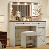 43.4" · White · With Stool